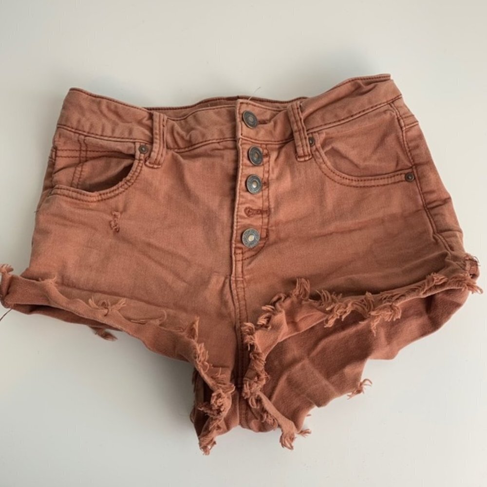 Sky & Sparrow Rust Distressed Shorts